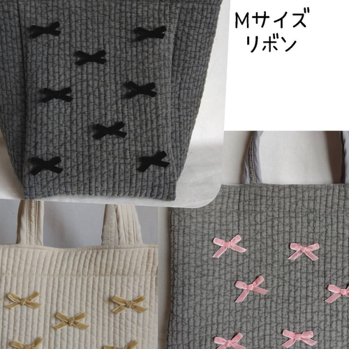 ☆シティトート☆ ダークグレー ベルベットリボン ヌビバッグ トート