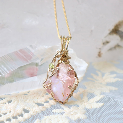 アンダラクリスタル✧ワイヤージュエリーネックレス/希少マルチカラー