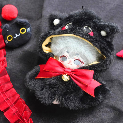 10/20cmぬいぐるみ服 着せ替えぬいぐるみ 黒猫ちゃんマント ぬい服 鈴