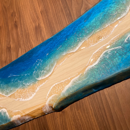 一枚板 レジンアート 海アート インテリア オーシャンアート 無垢