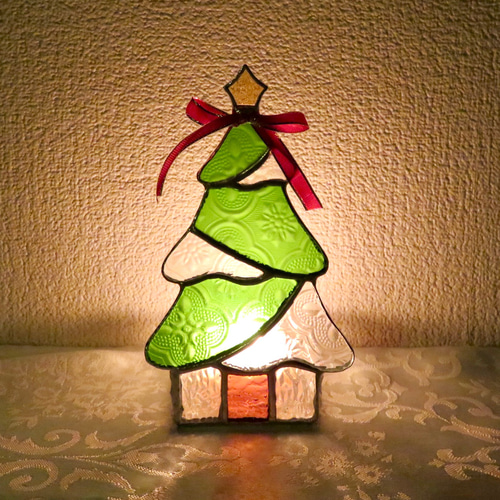 クリスマス早割価格】ステンドグラス ＊クリスマスツリーのキャンドル