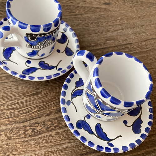 エスプレッソカップ＆ソーサー マヨリカ焼き イタリア陶器 デミタス