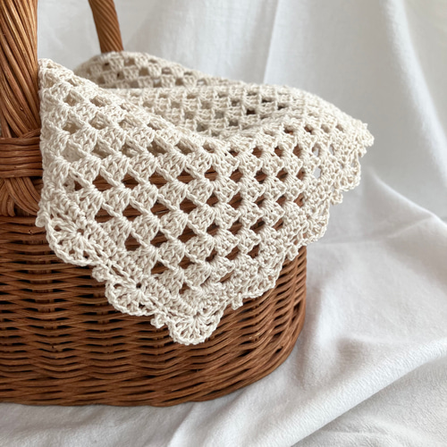 グラニースクエア編み マルチカバー カゴカバー 正方形 コットン100