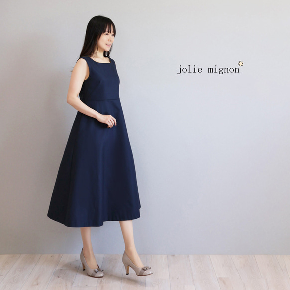 秋まで着回せる◎】コットンポリエステル ノースリーブワンピース