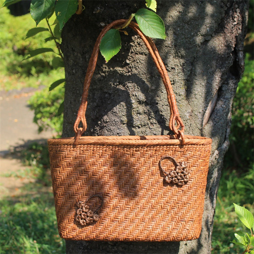 99025山葡萄 かごバッグ 網代編み やまぶどう 山ぶどう 山葡萄かご