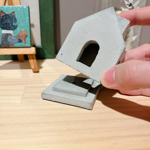 香炉 お家型線香立てS グレー 【モルタル セメント製】 ディフューザー