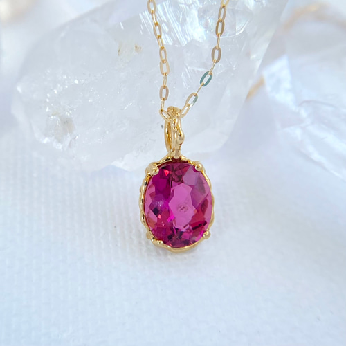 K18☆天然ピンクトルマリンネックレス☆1点ものジュエリー