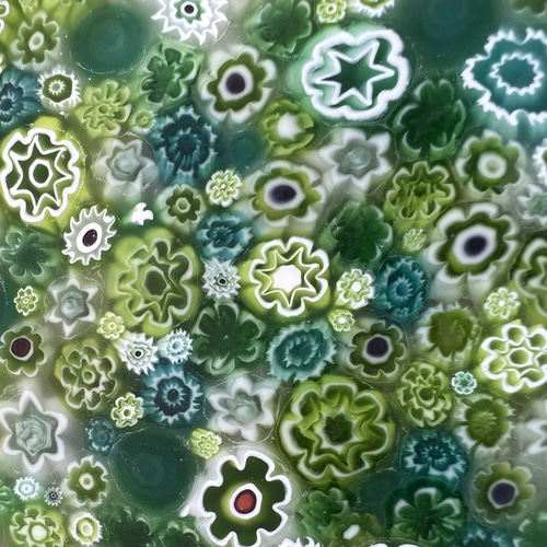 ベネチアングラス ミルフィオリのミニプレート グリーン① 小皿