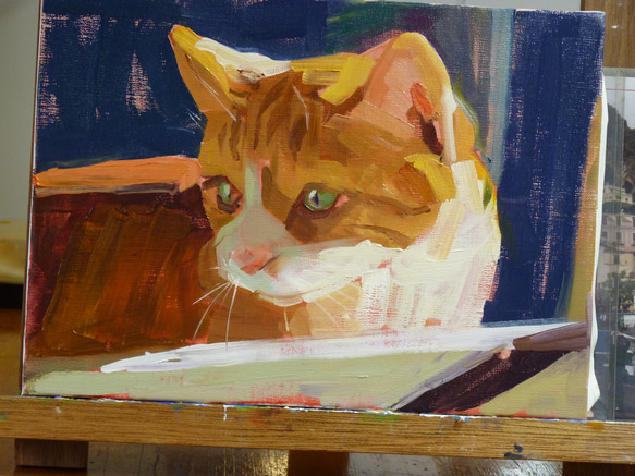 猫」油絵 油彩 キャンバスF4号 33cm✖️24cm 額無し 絵画 isoppu 通販