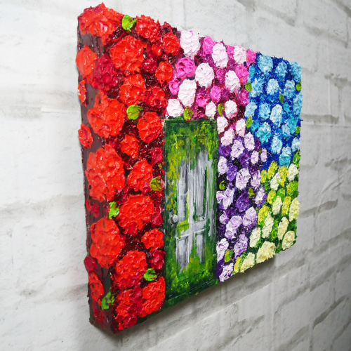 油絵 油彩 油彩画 絵 絵画 【扉の先の紫陽花の階段】 絵画 HR 通販