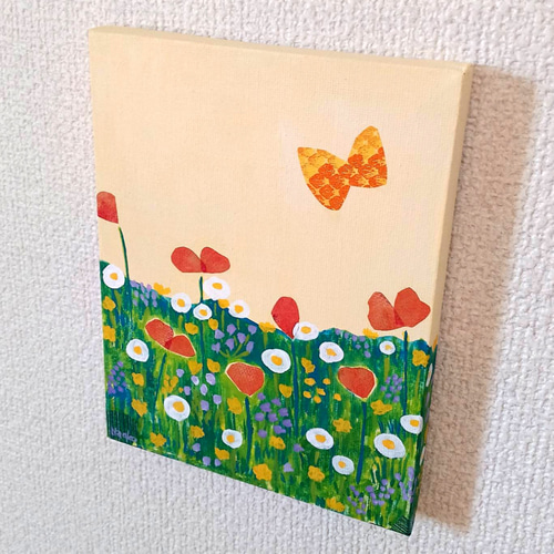 原画 絵画『ちょうちょのさんぽ』アクリル絵 キャンバスサイズF0