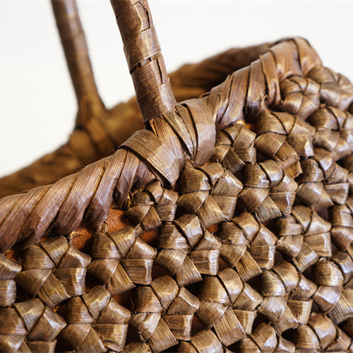 山葡萄 籠 胡桃木 くるみかごバック （六角花編み）かご バック・やま