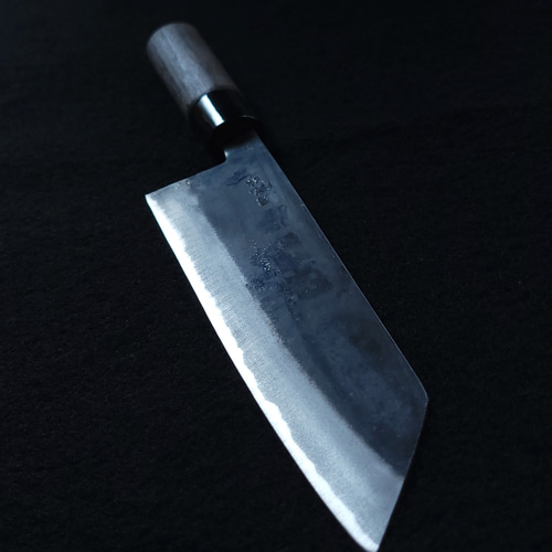 白紙2号 黒打 文化（万能）包丁 195㎜ #1518 焼栗柄 月光作 包丁