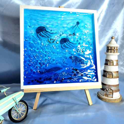 レジンアート 波紋アート 海アート 深海 オーシャン 夏 涼しげ