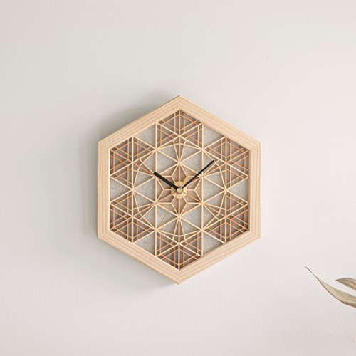 組子細工の掛け時計＊ 天然木 無塗装 掛け時計・置き時計 funny works