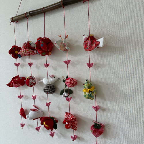 壁掛け吊るし雛⑥ かわいい吊るし飾り 1点物 桃の節句 ひな祭り