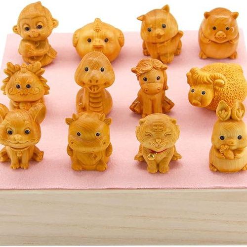 OKBABY 干支 置物 木製 木彫り 十二支 桐箱セット おもちゃ・人形