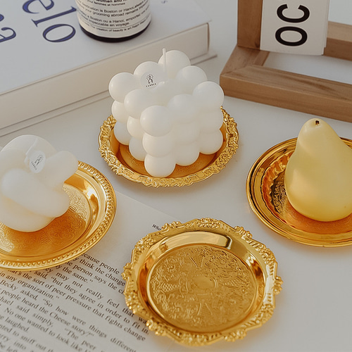 5枚セット＞ゴールド キャンドルプレート キャンドルトレー