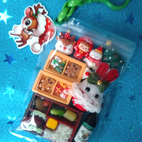 ガチャ詰め風ポーチ キャンディーバッグキーホルダー Xmas① 約12cm