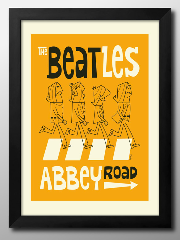 15369□ポスター アート 『ビートルズ アビーロード』北欧 A3 イラスト