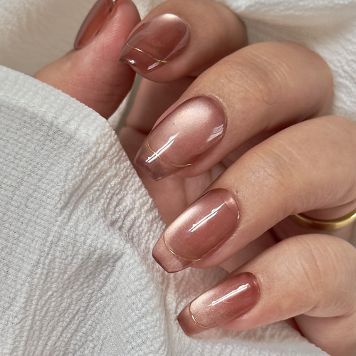 片手のみ／マロンマグ】ネイルチップ ニュアンス マグネット うるうる