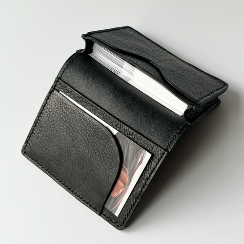 名刺入れ 名入れ可 本革 黒 シボ ブラック レザー カードケース メンズ