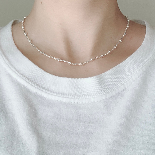 再販］カレンシルバー ラフロンデルチョーカー ネックレス 37cm