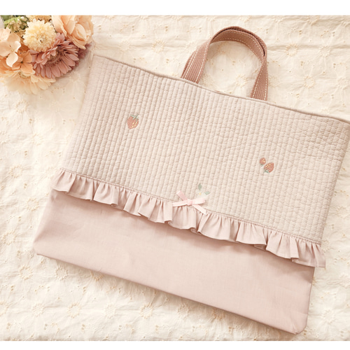 ヌビ レッスンバック 手提げ 女の子 苺柄 いちご 花柄 入園入学