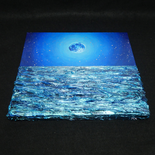 油絵 油彩 油彩画 絵 絵画 【青い満月】 絵画 HR 通販 18669260