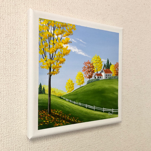 丘の上の一軒家02」アクリル画 原画 キャンバス SSMサイズ 風景画 絵画