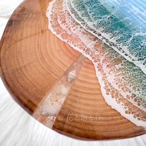 切り株の海色プレート✳︎海レジンアート オーシャンアート その他