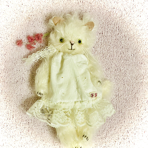 テディキャット ふわふわ白ねこちゃん テディベア ぬいぐるみ ぽぷり