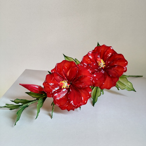 ハイビスカス♡ハワイアン♡ディップアート♡アメリカンフラワー