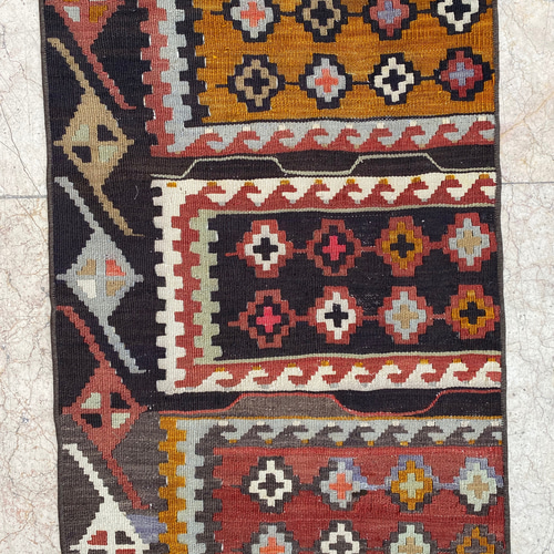 オールドキリム トルコ 手織り ヴィンテージ ラグ 87x58cm カーペット