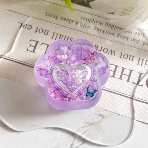 シェイカー 肉球キーホルダー レジン 天然石 名入れ シンプル 蝶