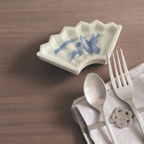 お得＞伊万里染付扇型豆皿5枚 江戸幕末期 薬味皿・豆皿 antique art