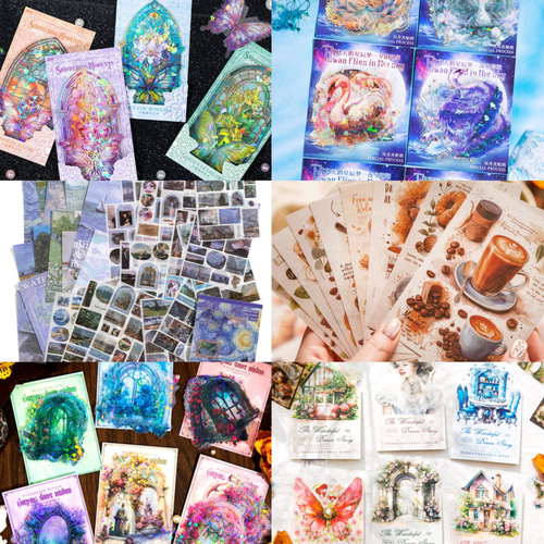 コラージュ素材 まとめ売り 500枚 素材紙 シール おすそわけ