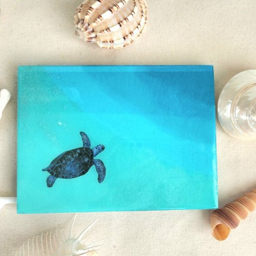 セール】ウミガメのオーシャンレジンアート ミニパネル 長方形 その他