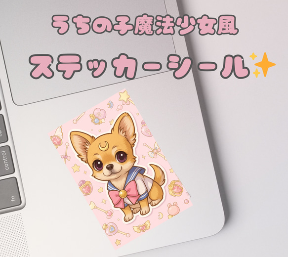オーダーメイド】うちの子魔法少女風ステッカーシール✨ペット似顔絵