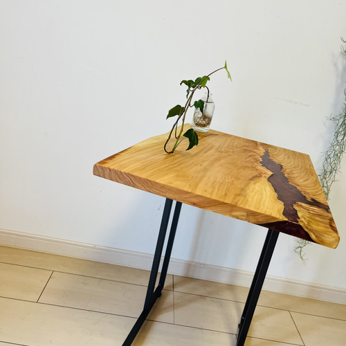 レジンテーブル ソファテーブル サイドテーブル 桜の木 サイドテーブル