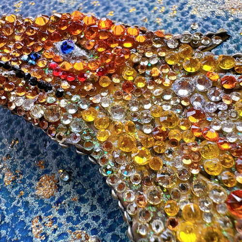 一点物原画 【煌めく未来を歩む虹色トカゲ】ヒーリングアート キラキラ