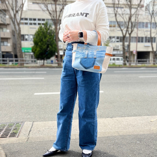 デニムリメイクバッグ＊Chez Denim シェデニム Sサイズ② トートバッグ