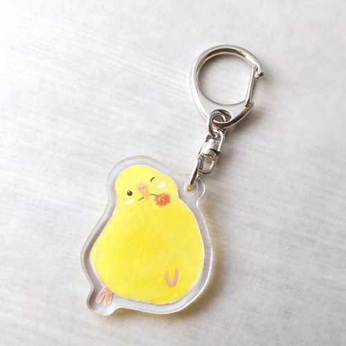 セキセイインコ(ルチノー) アクリルキーホルダー キーホルダー yuuwa