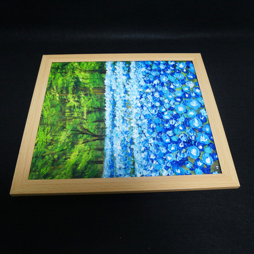 油絵 油彩 油彩画 絵 絵画 【青い花の森の中】 絵画 HR 通販