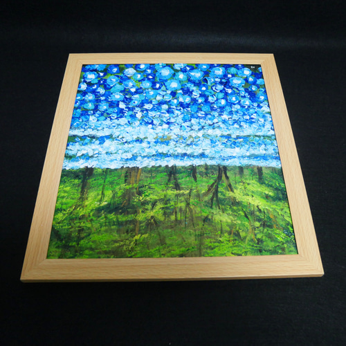 油絵 油彩 油彩画 絵 絵画 【青い花の森の中】 絵画 HR 通販