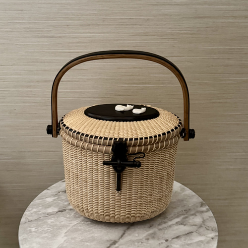 ナンタケットバスケット 2Way オーバルパース エボニー 黒檀 蓋付き