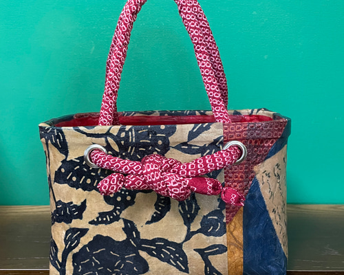 一閑張りバック/藍染/和紙/和柄（IKK015） かごバッグ Jun 通販