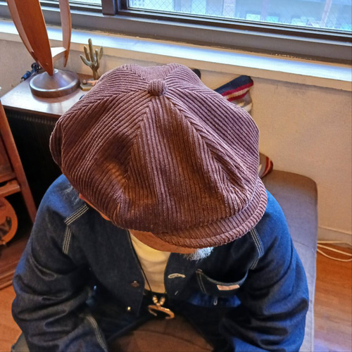 受注制作)No5 L ~60cm 6パネルメンズキャスケット 太畝コーデュロイ