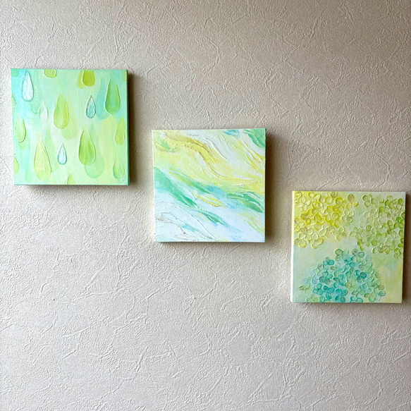 Natural Flow】テクスチャーアート 抽象画 3枚セット 原画 絵画 みかん