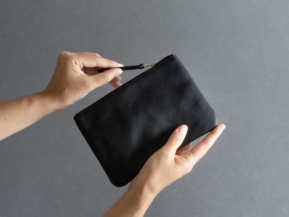革のフラットポーチL Black ポーチ Fuku 通販 4781686｜Creema